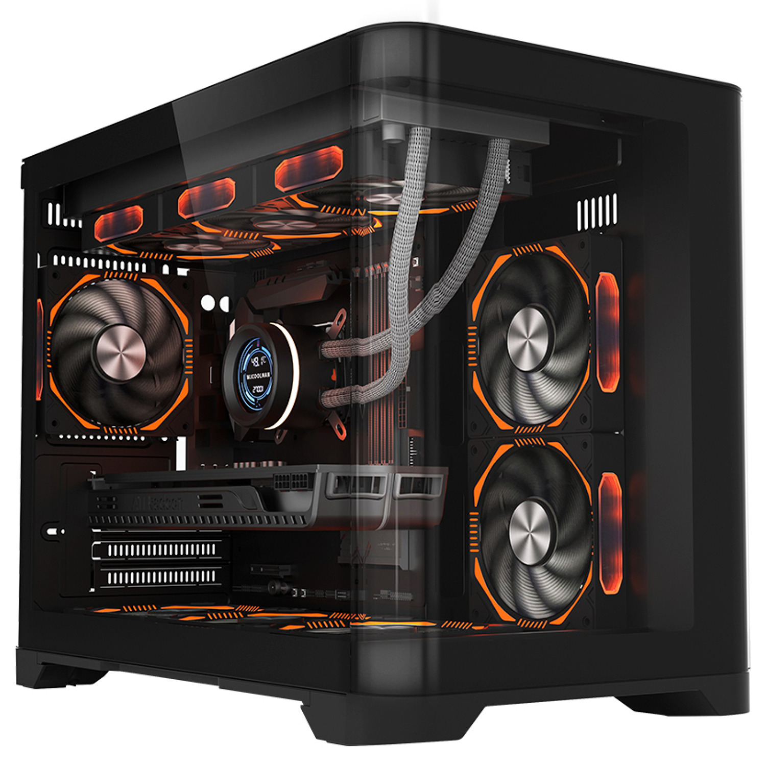 1StPlayer UV6 I 3xARGB Fans HUB+Remote Black Case