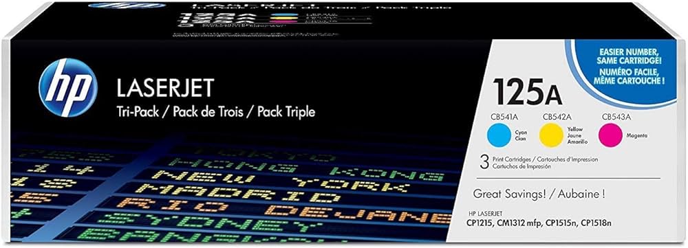 HP 125A 3-pack Cyan/Magenta/Yellow Original LaserJet Toner Cartridges (CF373AM)