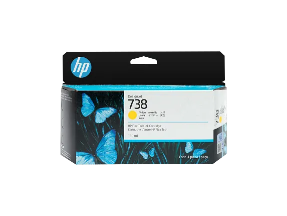 HP 738 130-ml Yellow DesignJet Ink Cartridge, 498N7A