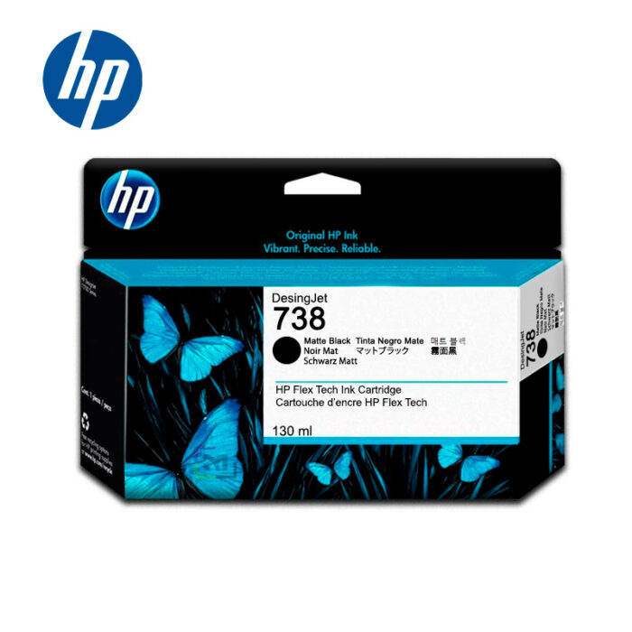 HP 738 130-ml Black DesignJet Ink Cartridge, 498N4A