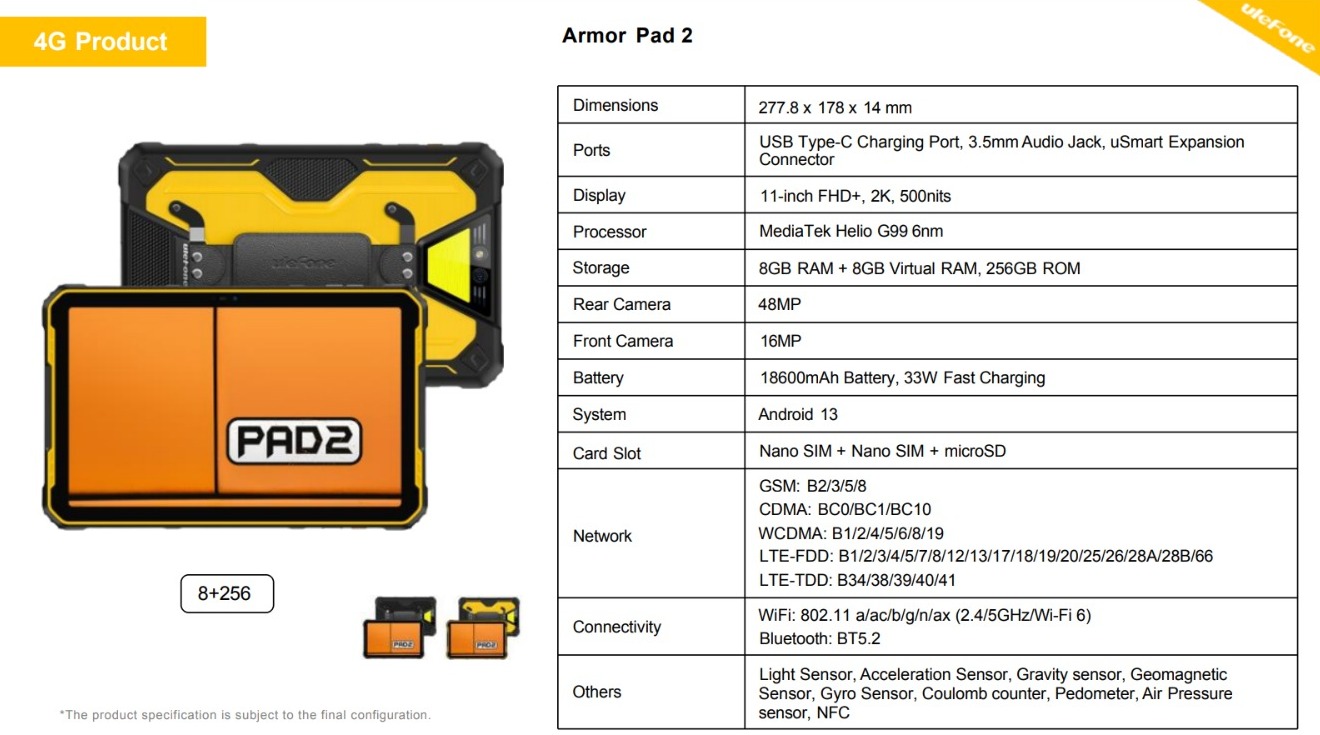 Ulefone Armor Pad 2/ 8GB +256GB/Black