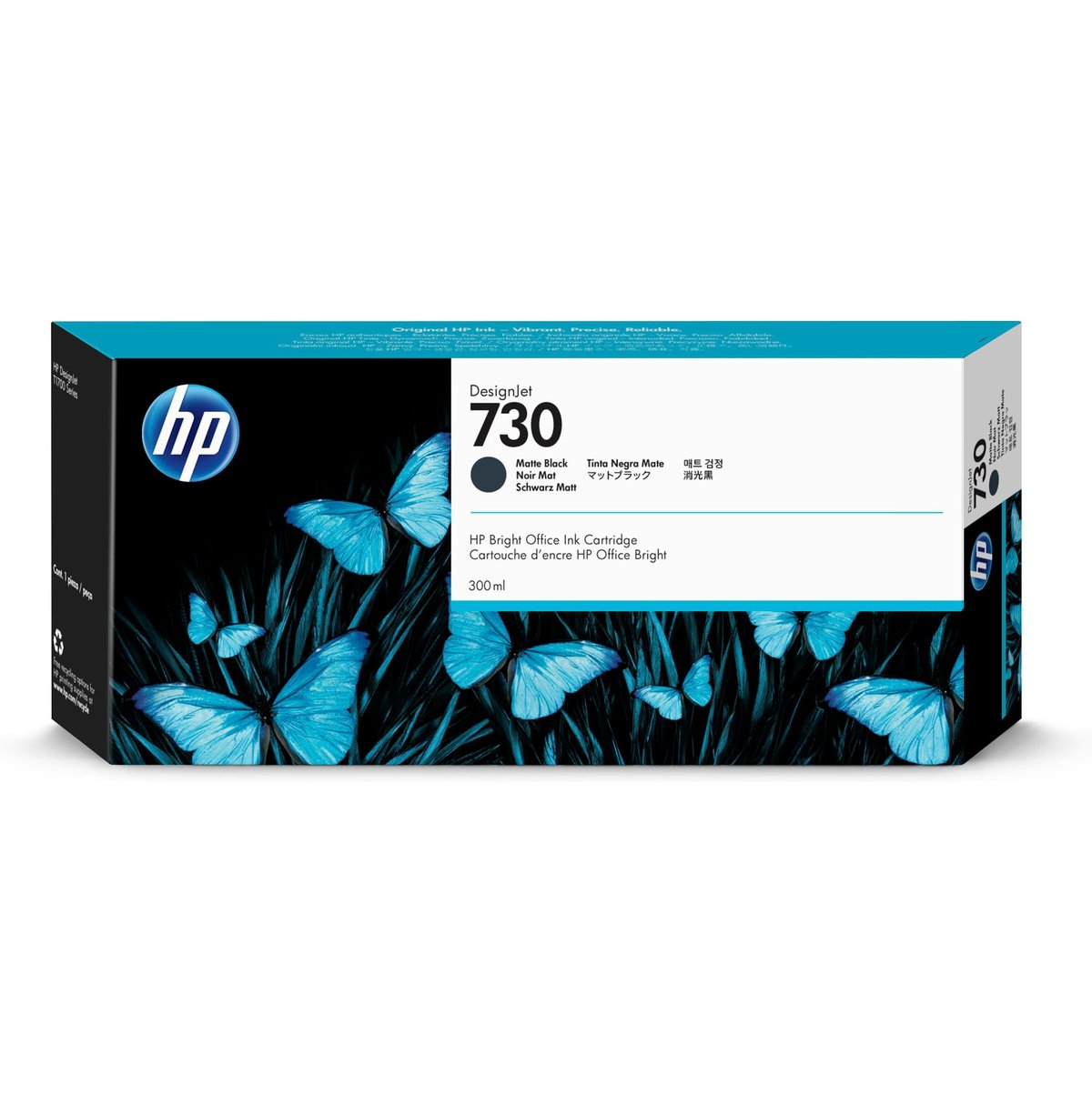 HP 730 300-ml Matte Black DesignJet Ink Cartridge, P2V71A
