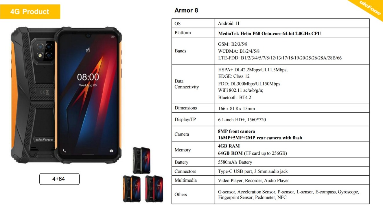 Ulefone Armor 8  4GB+64GB/Red