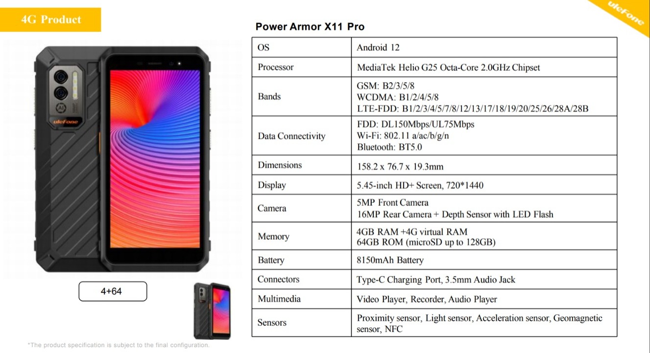 Ulefone Power Armor X11Pro /4GB+64GB/Black