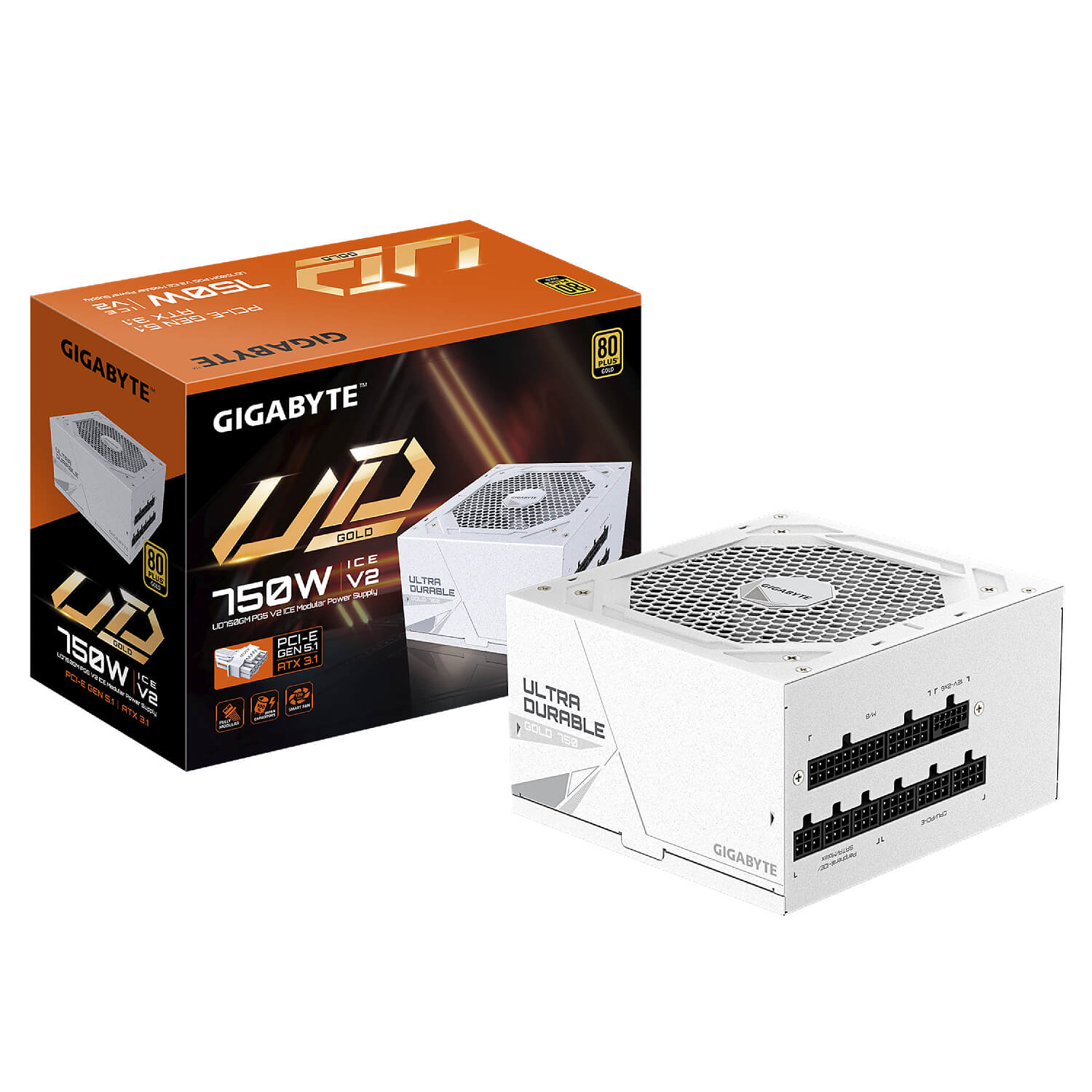 ספק כוח Gigabyte UD750GM PG5 V2 ICE 750W Gold 80+ PCIe 5.1