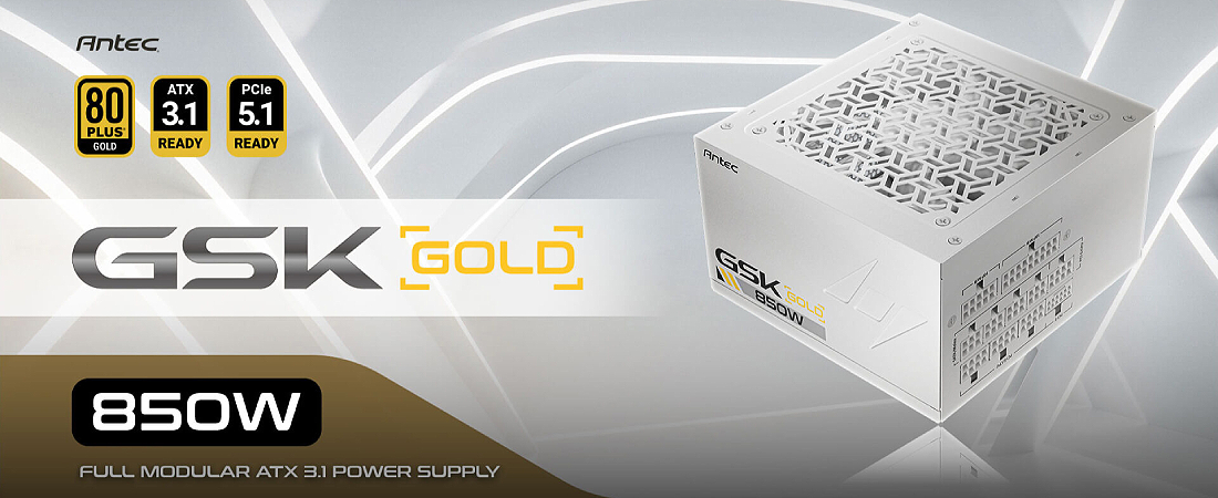 ספק כוח Antec GSK 850 V2 850W ATX3.1 80+ Gold Full Modular White