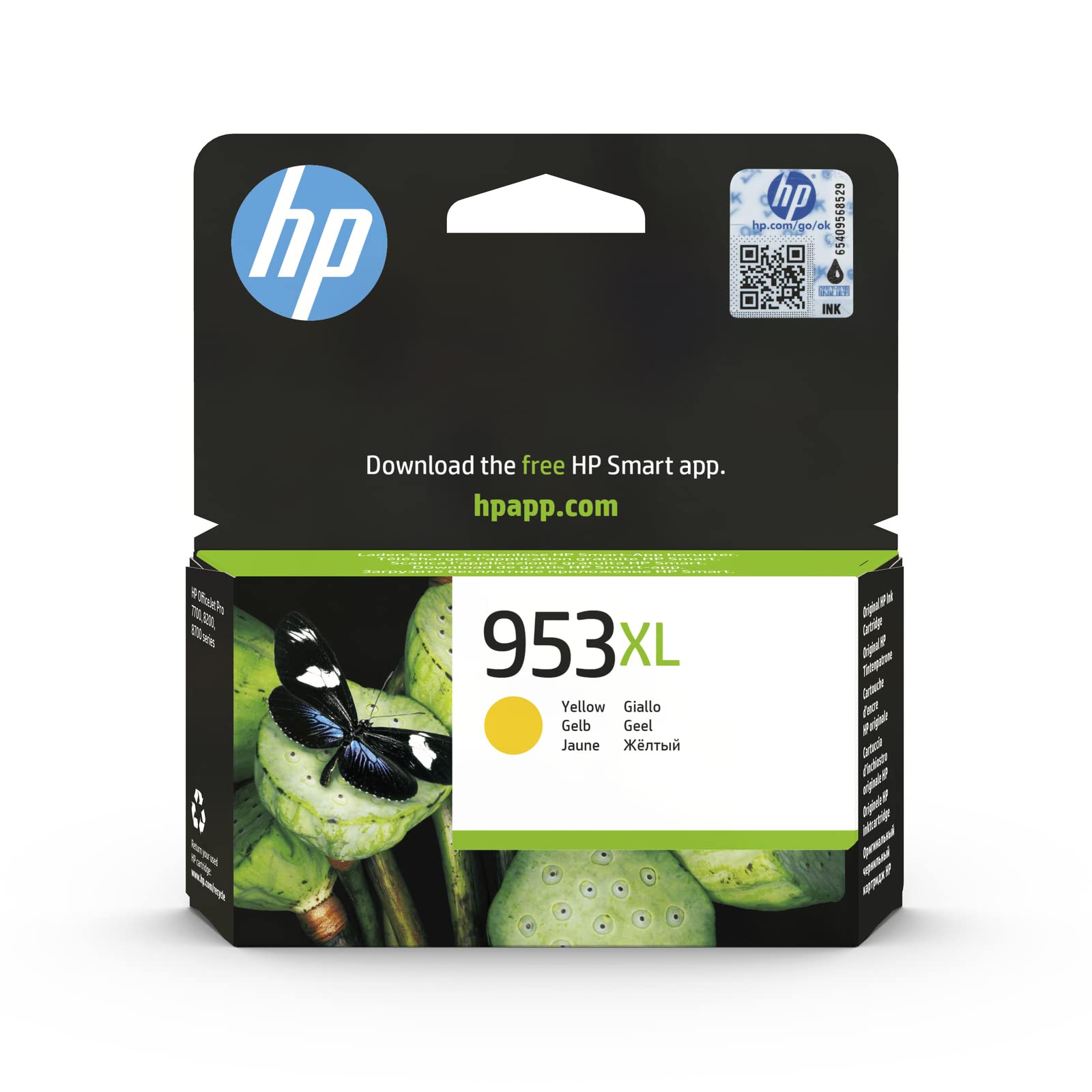 HP 953XL High Yield Yellow Original Ink Cartridge (F6U18AE)