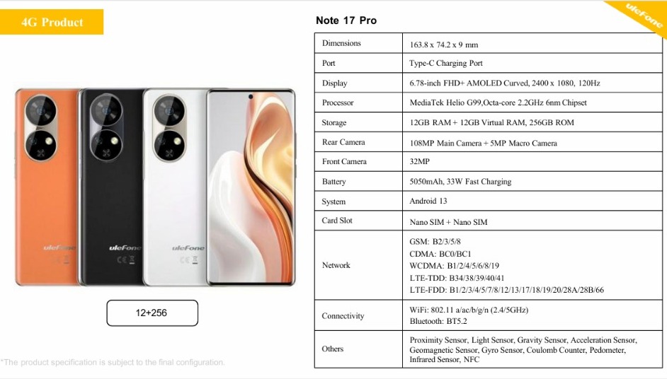 Ulefone Note17 Pro /12GB+256GB/Black