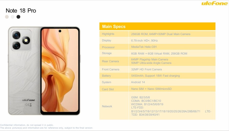 Ulefone Note 18 Pro/6GB+256GB/Moonlit white