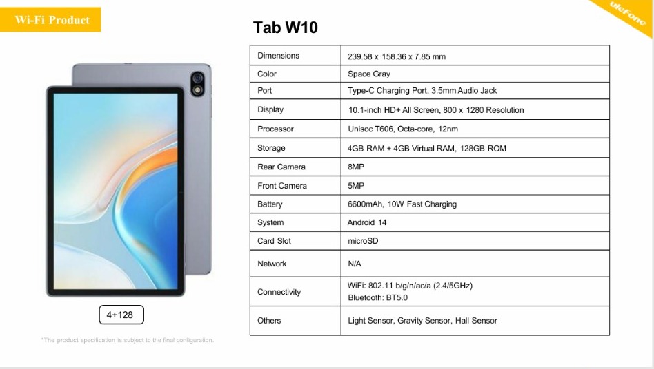 Ulefone Tab W10/4GB+128GB/Space Gray